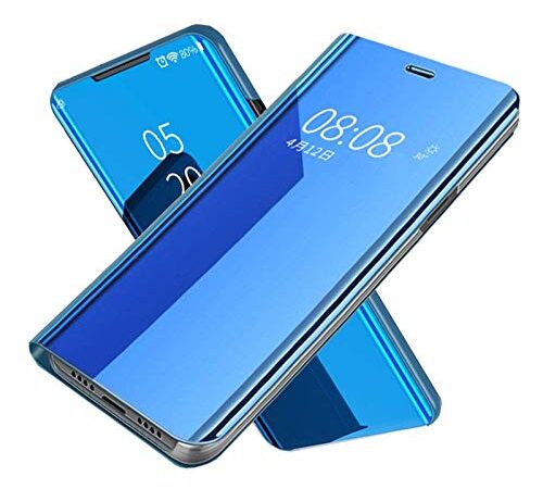 for Oppo Real Me 5 pro Clear View Mirror Standing Flip Case Cover (Blue)