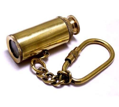 ORFORX Brass Telescope Keychain for Car, Bike, Cycle and Home Keys (9.3x6.7x2.5cm)