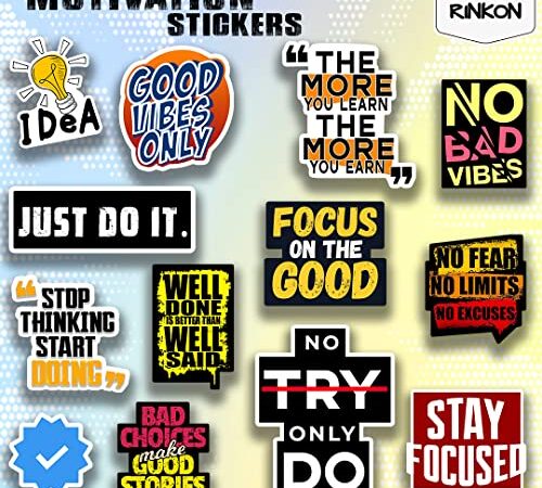 Rinkon Motivation (Pack of 13 stickers) Inspiration Vinyl Sticker Motivation Quotes Stickers for Laptop Trackpad All Models Laptop Sticker Laminated Vinyl Printed DIY Notebook, Laptop, Bicycle, Helmet