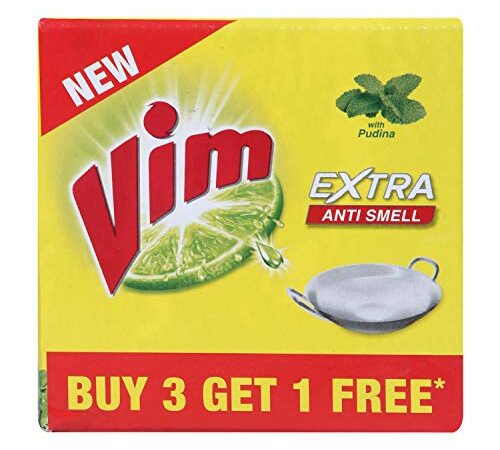 Vim Extra Anti Smell Dishwash Bar - 250g (Pudina, Buy 3 get 1)