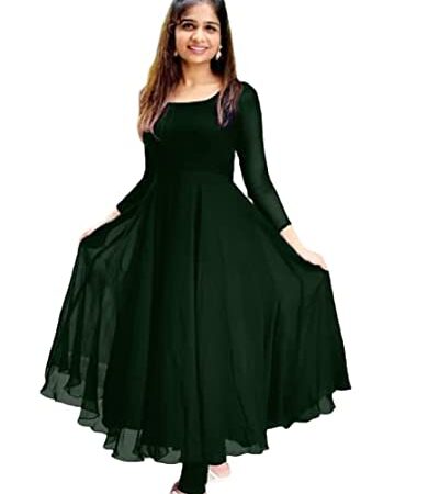 Women's Georgette Anarkali Kurti (1_Green_XL)