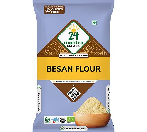 24 Mantra Organic Besan/Gram Flour/Besan Pindi - 500gms | Pack of 1 | 100% Organic | Chemical Free & Pesticides Free | Uniform Particle Size | Unadulterated