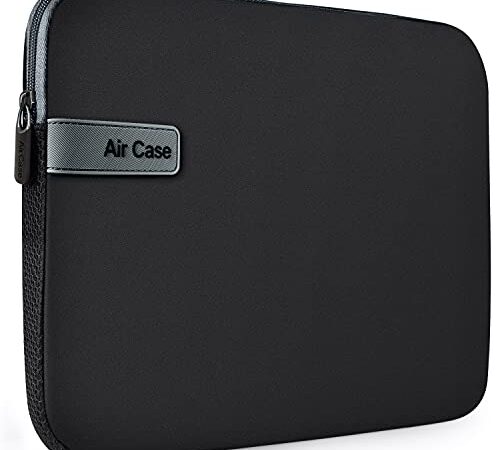 AirCase Protective Laptop Bag Sleeve fits Upto 15.6" Laptop/ MacBook, Wrinkle Free, Padded, Waterproof Light Neoprene case Cover Pouch, for Men & Women, Black- 6 Months Warranty