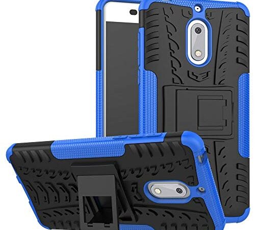 Casodon Shockproof Hybrid Kickstand Back Case Defender Cover for Nokia 6 5G - Blue