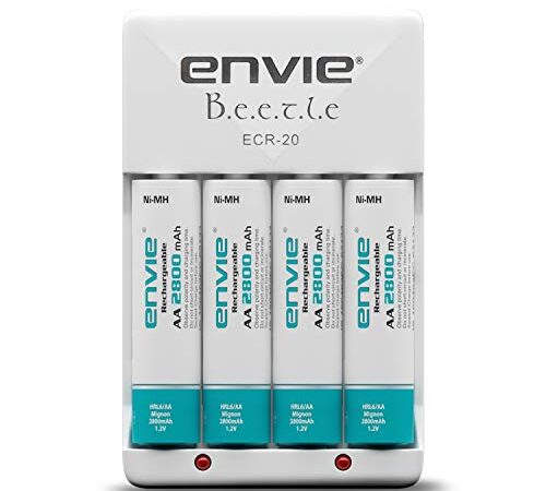 ENVIE® (ECR20+AA2800 4PL) Charger for AA & AAA Rechargeable Batteries