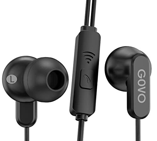 GOVO GOBASS 400 in Ear Wired Earphones with Microphone High Definition, Passive Noise Cancellation for Music, 3.5mm Jack (Platinum Black)