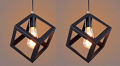 Groeien AC 110V 60-Watts Metal Cube Ceiling Light (Black, Pack of 2)(Bulb not Included)