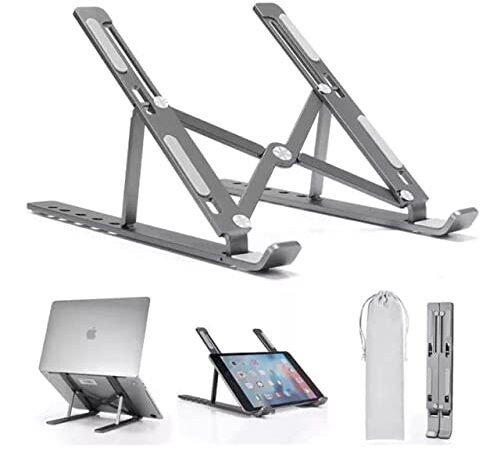 HB Plus Folding Height Adjustable Aluminum Foldable Portable Adjustment Desktop Laptop Holder Riser Stand