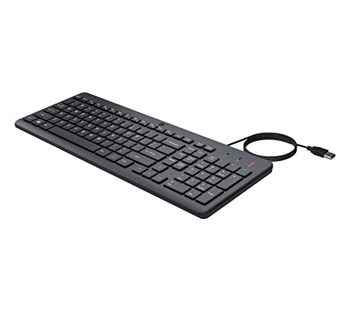 HP 150 Wired Keyboard, Quick, Comfy and Ergonomically Design, 12Fn Shortcut Keys, Plug and Play USB Connection and LED Indicator(664R5AA)