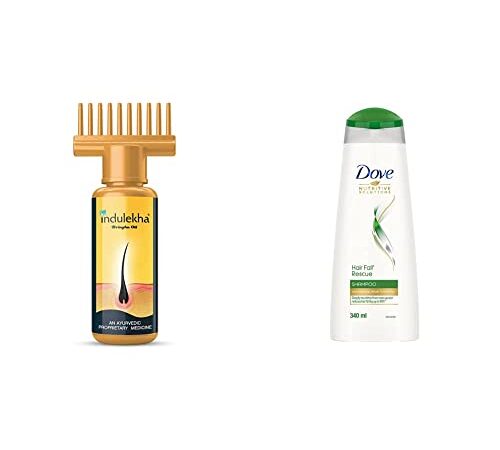 Indulekha Bhringa Hair Oil, 100ml And Dove Hair Fall Rescue Shampoo, 340ml