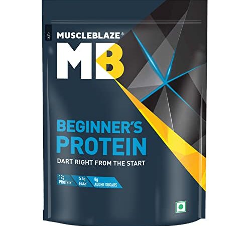 MuscleBlaze Beginner's Whey Protein, No Added Sugar, Faster Muscle Recovery & Improved Strength (Chocolate, 500 g / 1.1 lb)