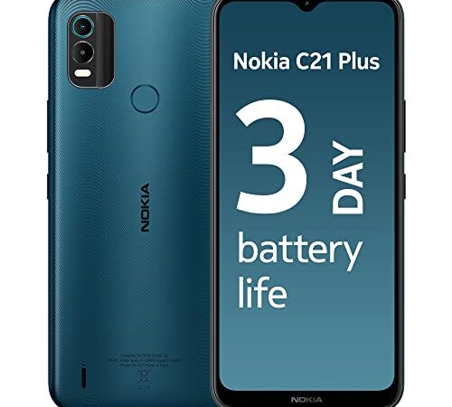 Nokia C21 Plus Android Smartphone, Dual SIM, 3-Day Battery Life, 4GB RAM + 64GB Storage, 13MP Dual Camera with HDR | Dark Cyan