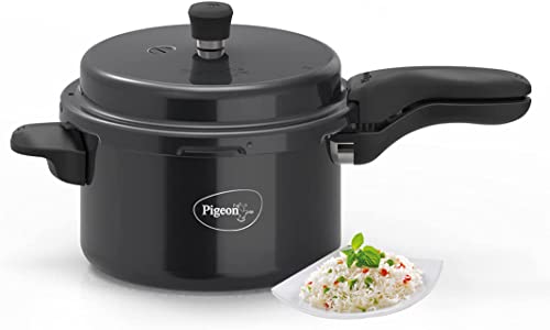 Pigeon by Stovekraft Titanium Hard Anodized Aluminium Outer Lid Pressure Cooker - 5 Litres - Black