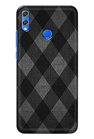 PRINTFIDAA Printed Hard Back Cover Case for Honor 8C, BKK-LX2, BKK-LX1, BKK-L21, BKK-AL00, BKK-TL00 Back Cover (Black Abstract Rhombus) -2412