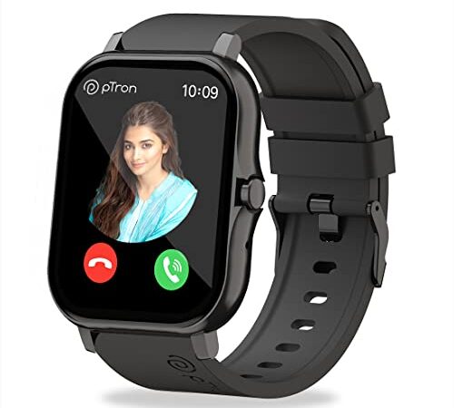 PTron Newly Launched Force X10 Bluetooth Calling Smartwatch with 1.7" Full Touch Display, Real Heart Rate Monitor, SpO2, Watch Faces, 5 Days Runtime, Health/Fitness Trackers & IP68 Waterproof (Black)