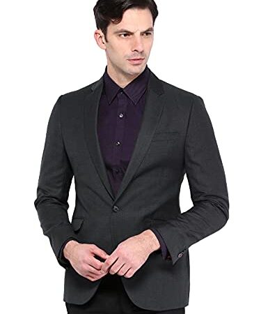 Shaftesbury London Mens Slim Fit Formal Blazer (Dark Grey_38) - Blazer10