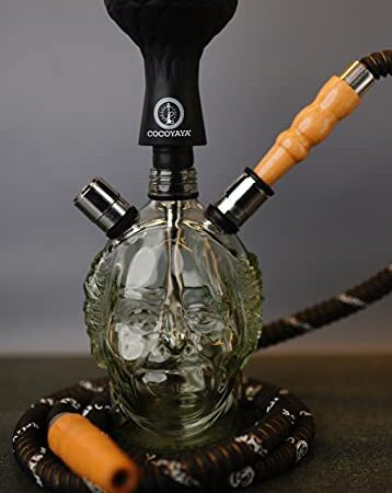 Smoke Station Old Monk 800 Gram Iron Hookah Shisha Pot (Clear) 8.5 inch Glass Hookah