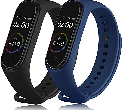 Sounce Black and Blue Adjustable Strap Combo for Xiaomi Mi Band 3/ Mi Band 4