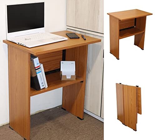 Spacecrafts Work from Home Folding Computer Table for Laptop Study Office Desk (Pre-Laminated Engineered Wood,Teak)