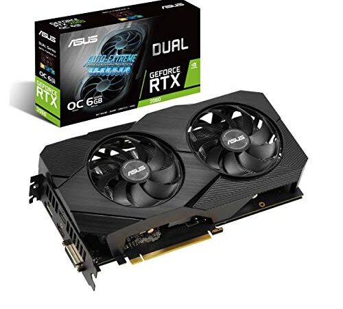 ASUS 6 GB pci_e_x16 GeForce RTX 2060 Overclocked 6G GDDR6 Dual-Fan EVO Edition VR Ready HDMI DisplayPort DVI Graphics Card (DUAL-RTX2060-O6G-EVO)