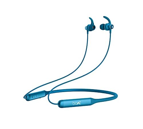 boAt Rockerz 335 Bluetooth Wireless in Ear Earphones with Qualcomm Aptx & CVC, Upto 30 Hours Playback, ASAP Charge, Signature Sound, Ipx5 and Btv5.0 with Mic (Blue Ocean)