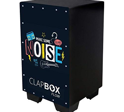 Clapbox Flow Graphic Cajon CB-FLW8, Walnut wood (H:50 W:30 L:30) - 3 Internal Snares, Black (Make some noise)