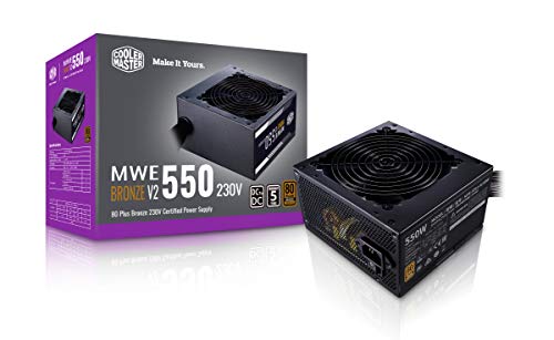 Cooler Master MWE 550 Bronze V2 Power Supply - Non-Modular | 80 Plus Bronze Certified | 120mm HDB Fan | DC-to-DC Circuit Design | ATX 2.52 Version | 550 Watt