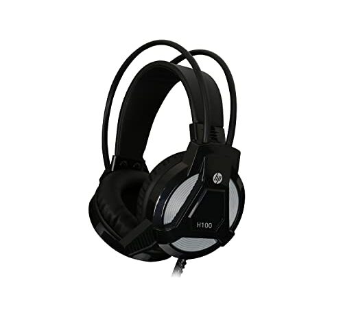 HP H100 Wired Over Ear Gaming Headphones with 3.5 mm Audio Output with Mic/Easily Control Volume/Compatible with PCs, Laptops and Other Devices with 3.5mm Audio Output (3DR59PA, Black)