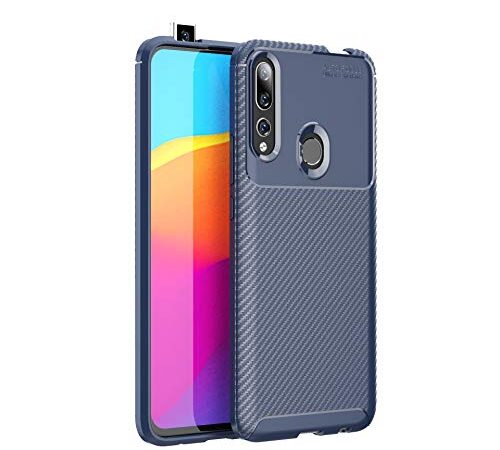 Huawei P Smart Z /Y9 Prime 2019 Case, Silicone Leather[Slim Thin] Flexible TPU Protective Case Shock Absorption Carbon Fiber Cover for Google Huawei P Smart Z /Y9 Prime 2019 Case (Navy)