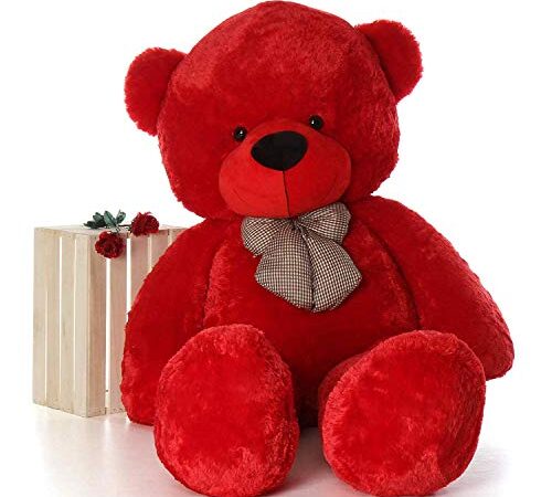 HUG 'n' FEEL SOFT TOYS Teddy bear 4 feet, Soft toy, Teddy bear 4 feet for girls, Soft toys for kids, Birthday gift for girls,Wife,Girlfriend,Husband (Red,4 feet)