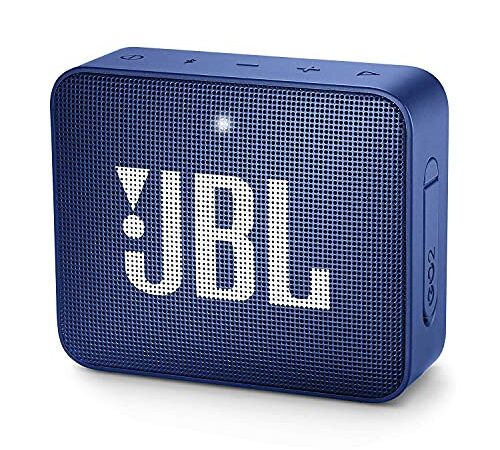 JBL Go 2, Wireless Portable Bluetooth Speaker with Mic, JBL Signature Sound, Vibrant Color Options with IPX7 Waterproof & AUX (Blue)