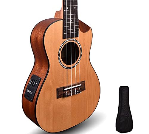 Kadence Slowhand Series Ukulele concert size, Demi cutaway with EQ (With Bag, Spruce Wood)