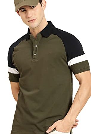 LEOTUDE Regular Fit Half Sleeve Polo Men's T-Shirts (P44_Olive_P_Olive_L)