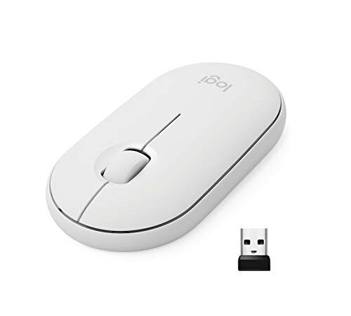 Logitech Pebble Wireless Mouse with Bluetooth or 2.4 GHz Receiver, Silent, Slim Computer Mouse with Quiet Clicks, for Laptop/Notebook/iPad/PC/Mac/Chromebook - Off White