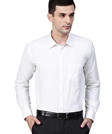 MANQ Men's Regular Fit Formal Shirt (MS-W13-42_White_42)