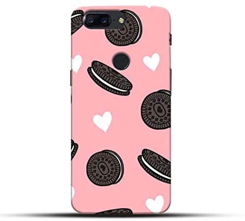 Pikkme Chocolate Biscuits Cookies Pink White Heart Designer Printed Hard Back Case and Cover for 1+5T / One Plus 5T / Oneplus 5T