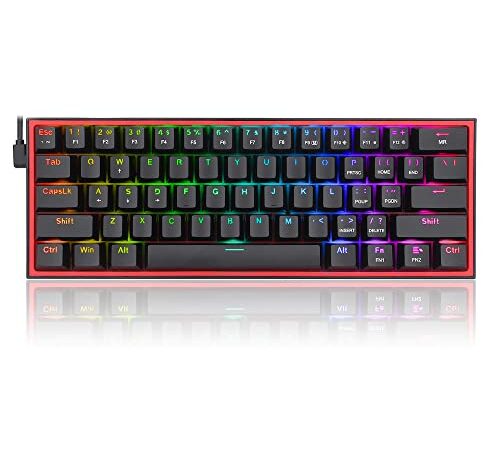 Redragon K617 Fizz 60% Wired RGB Gaming Keyboard, 61 Keys Compact Mechanical Keyboard, (Linear RED Switch), Pro Driver/Software Supported || Black