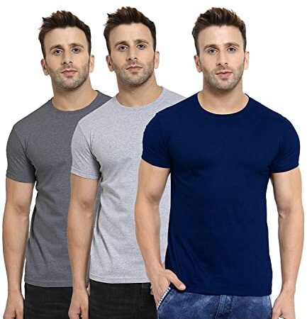 Scott International Men's Regular Fit T-Shirt (Pack of 3) (SS20-3RN-BU-GR-CH-XL_Multicolored_X-Large)