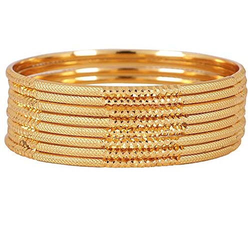 Shining Diva Fashion Set Of 8 Latest Traditional Design One Gram Gold Plated Bangle for Women (Golden) (11712b_2.8)