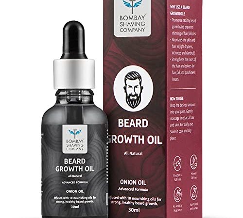 Bombay Shaving Company Beard Growth Onion Oil-10X Nourishing Oils For Stronger, Fluffier & Shinier Beard 30 ml | Made in India