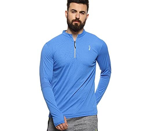 Campus Sutra Striped Men Mandarin Collar Royal Blue Sports T-Shirt(AZW19_JRSTP_M_PLN_RB_AZ_L)