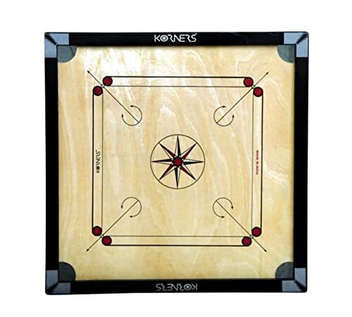 KORNERS Carrom Board (Pack of 1 Carrom Board, Striker, Coins and Powder) (Cut Pocket Large)