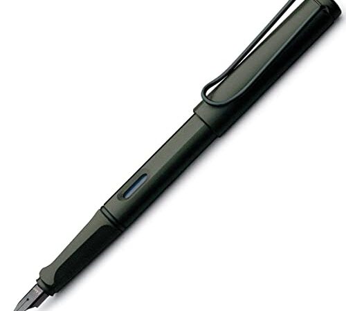 Lamy Safari Medium Nib Fountain Pen | Sturdy Plastic, Umbra | Metal Clip, Ergonomic Grip | Black Chromium-Plated Steel Nib | with Ink Cartridge T 10 Blue | with Converter Z 28