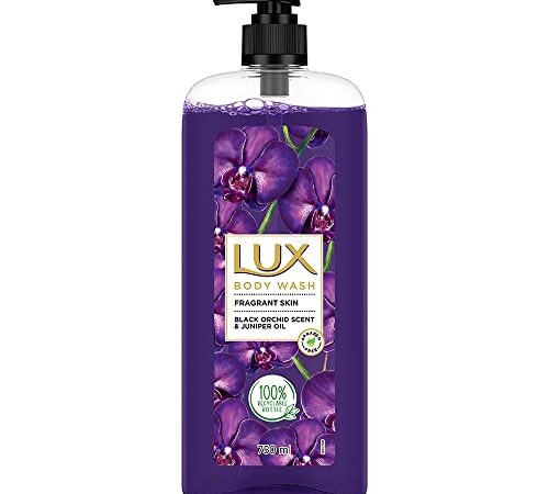 Lux Body Wash Fragrant Skin Black Orchid Scent & Juniper Oil SuperSaver XL Pump Bottle with Long Lasting Fragrance, Glycerine, Paraben Free, Extra Foam, 750 ml