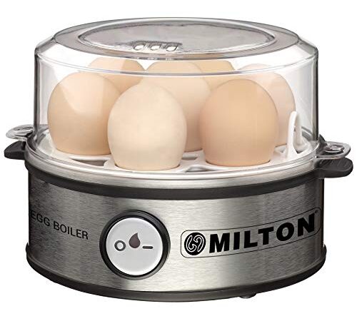 MILTON Smart Egg Boiler 360-Watts (Transparent and Silver Grey), Boil Up to 7 Eggs