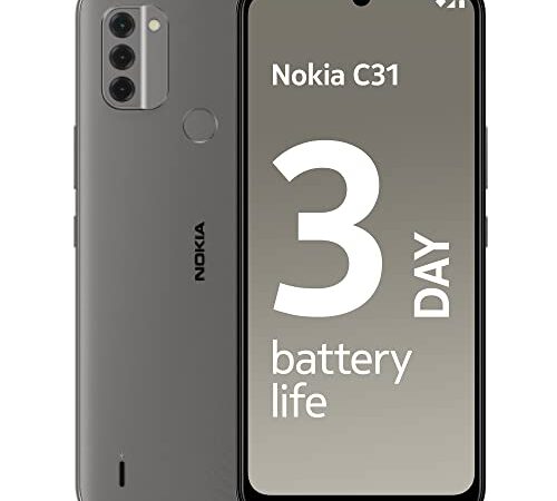 Nokia C31, 6.74” HD+ Display, 13+2+2 MP Rear & 5MP Front Google Camera, 3-Day Battery Life, Android 12 | Charcoal, 4+64GB