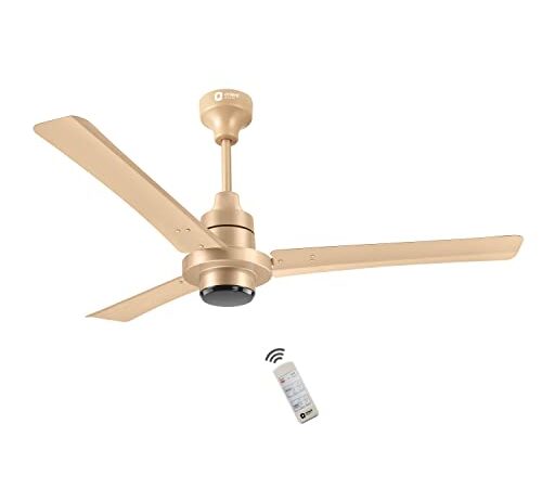 Orient Electric I Tome 1200mm 26W Intelligent BLDC Energy Saving Ceiling Fan with Remote| 3 Year On-Site Manufacturer's Warranty | 5 Star Rated (Gold, Pack of 1)