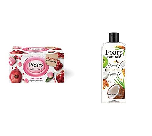 Pears Naturalé Pomegranate Brightening Bathing Soap Bar, 125 g (Pack of 3) & Pears Naturale Nourishing Coconut Water Bodywash, 250 ml