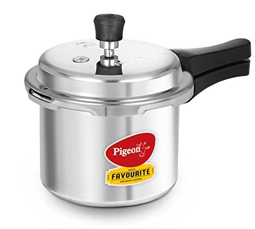 Pigeon By Stovekraft Special Aluminium Pressure Cooker with Outer Lid Induction and Gas Stove Compatible 3 Litre Capacity for Healthy Cooking (Silver)