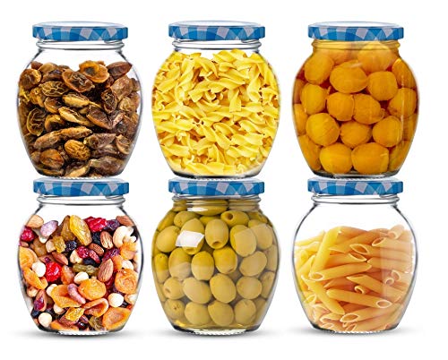 Star Work Glass Container with Lid | Small Jars for Kitchen Storage | Ait-Tight | Kitchen Accessories Items and Accessories | Container Jar for Ghee Pickle Dryfruits Tea Coffee Sugar (400ml, Set Of 6)